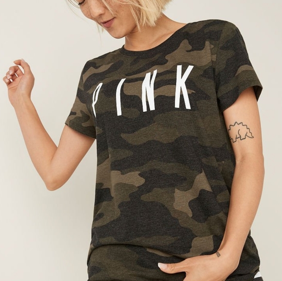 PINK Victoria's Secret Tops - VS PINK Camo Everyday Crewneck Tee Sz: L